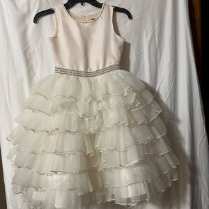 Elegant Cream Layered Kids Dress